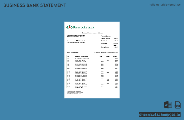 Salvador Banco Azteca Kontoauszug (Beispiel im Word- und PDF-Format)